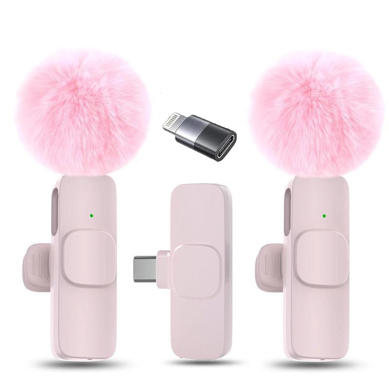 2 Pcs Wireless Mini Microphones for Iphone, Android, Ipad - Mini Wireless Clip-On Microphones Crystal Clear Sound Quality for Recording, Live Streaming,Vlog Microfono Minimic Usb C Interface Smartphone