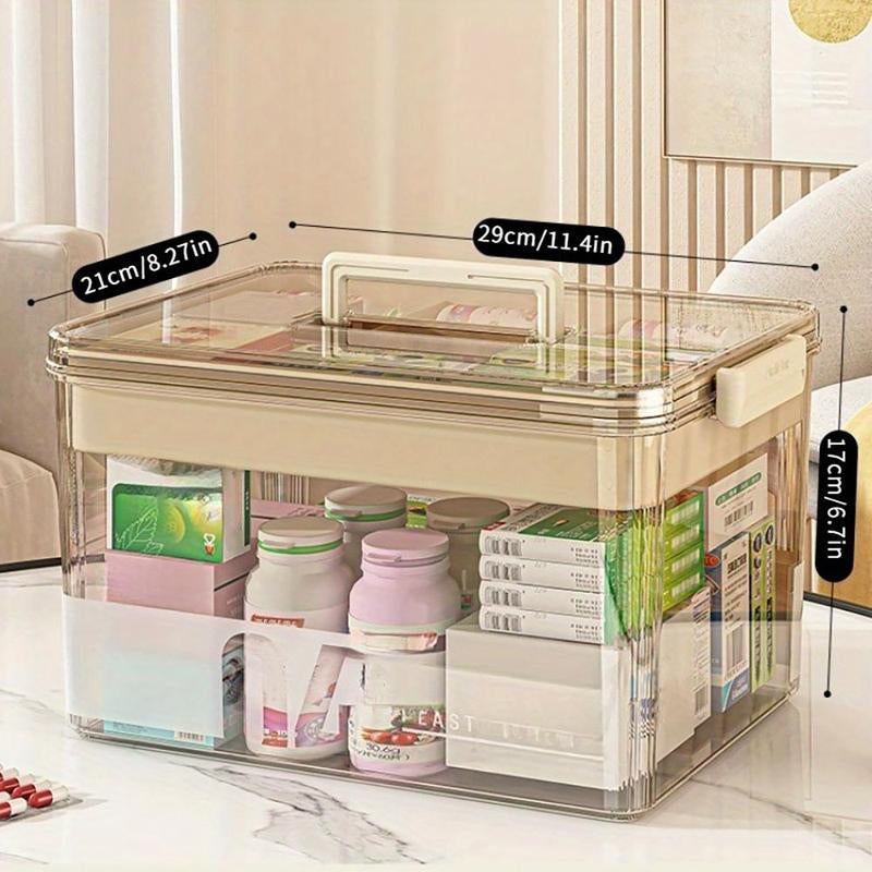 Elevate Your Organization Game with the Clear Medicine Storage Box - Large Capacity, Portable & Versatile for All Your Household Needs!