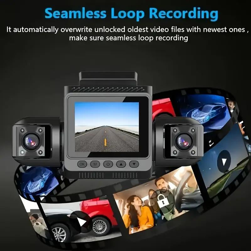 4 Channel Car Dash Cam，Car Video Surveillance with Night Vision， Car DVR Hd Screen Front Rear Left and Right Dashcam-Dash Camera for Car