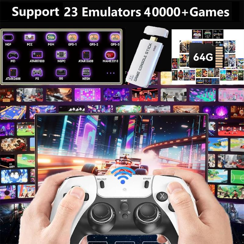 Unleash Nostalgia with the Retro Gaming Console Pro: 4K HDMI, 40,000+ Classic Games & 2 Wireless Controllers for Ultimate Fun!