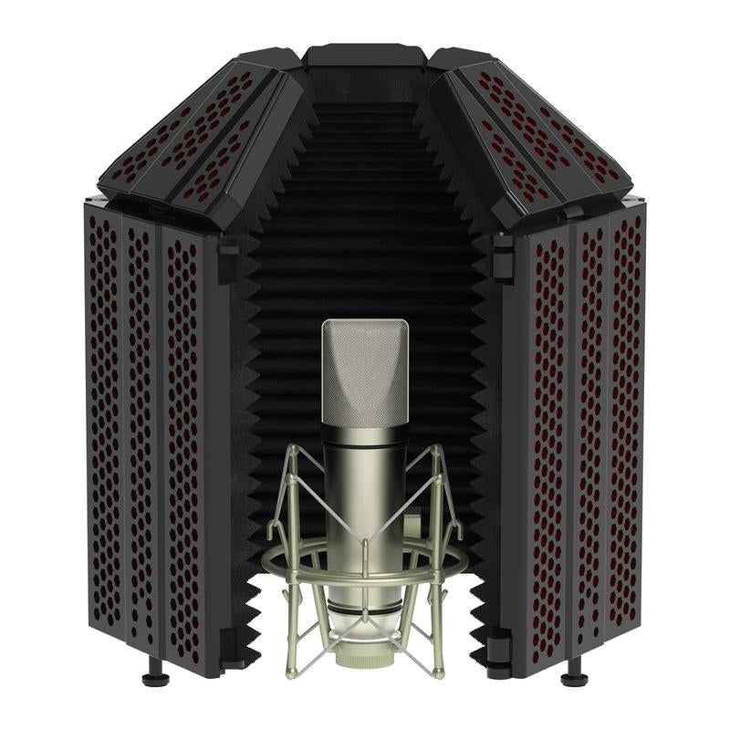 XTUGA MIS Microphone Isolation Shield, 5-Panel, Studio Recording Mic Sound Shield, for Blue Yeti and Condenser Microphones, Used for Studio Mic,Podcasting, Broadcast Recording High Density Soundproof Foam Panels