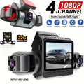 4 Channel Car Dash Cam，Car Video Surveillance with Night Vision， Car DVR Hd Screen Front Rear Left and Right Dashcam-Dash Camera for Car