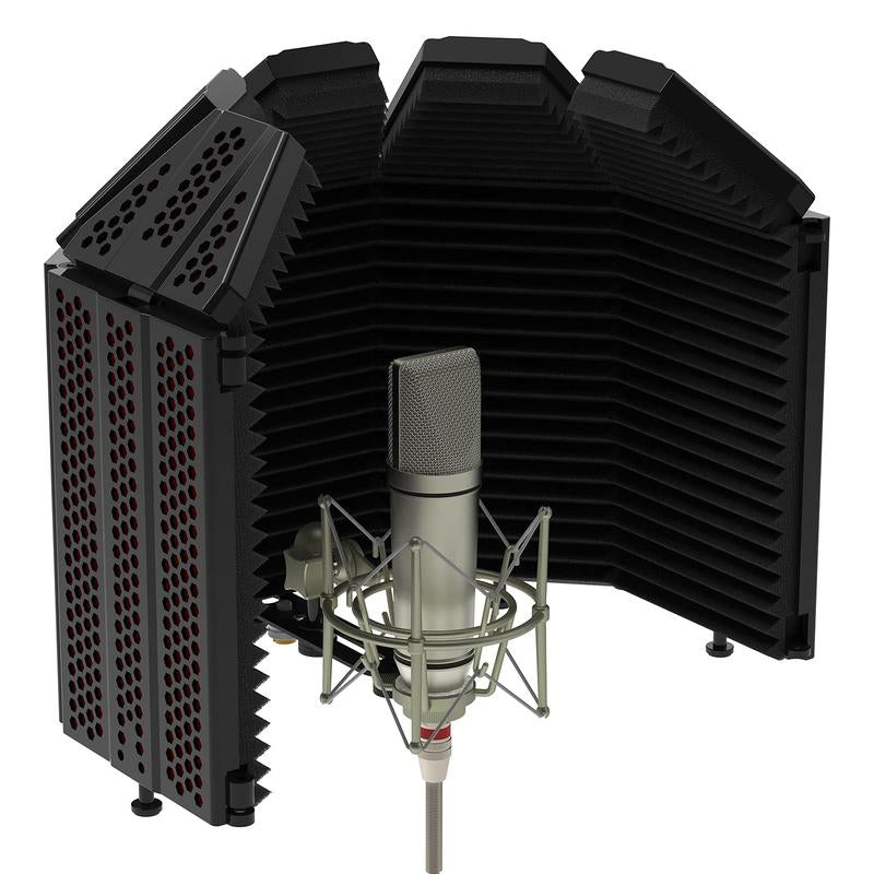 XTUGA MIS Microphone Isolation Shield, 5-Panel, Studio Recording Mic Sound Shield, for Blue Yeti and Condenser Microphones, Used for Studio Mic,Podcasting, Broadcast Recording High Density Soundproof Foam Panels