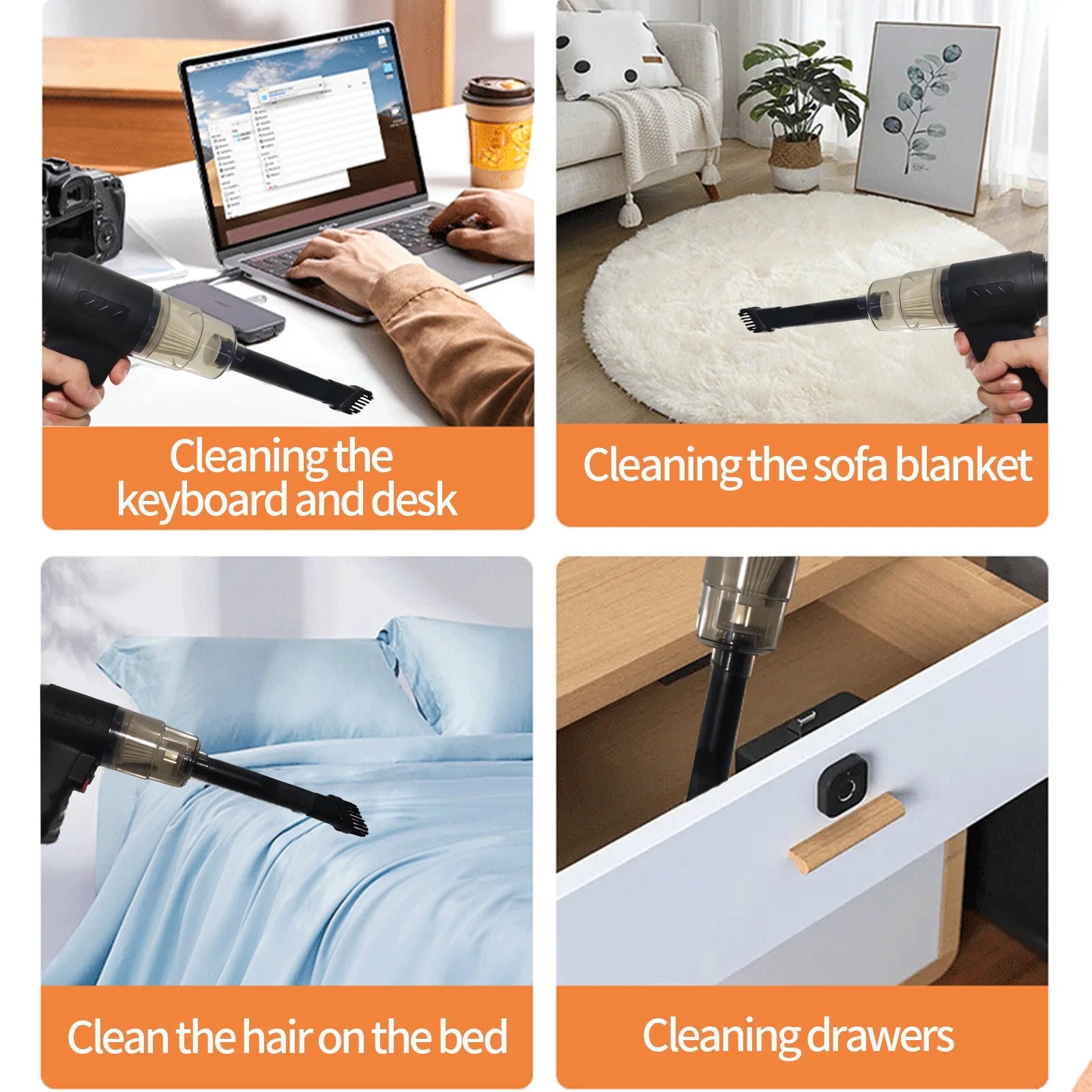 Powerful Cordless Handheld Car Vacuum Cleaner - 120W Suction, USB Portable Mini Dust Buster for Effortless Cleaning