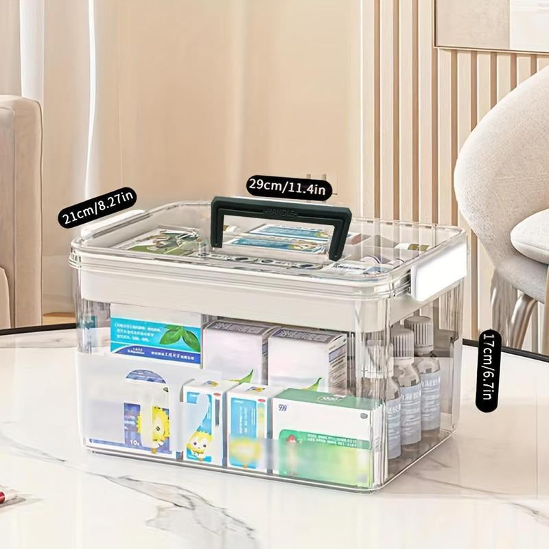 Elevate Your Organization Game with the Clear Medicine Storage Box - Large Capacity, Portable & Versatile for All Your Household Needs!