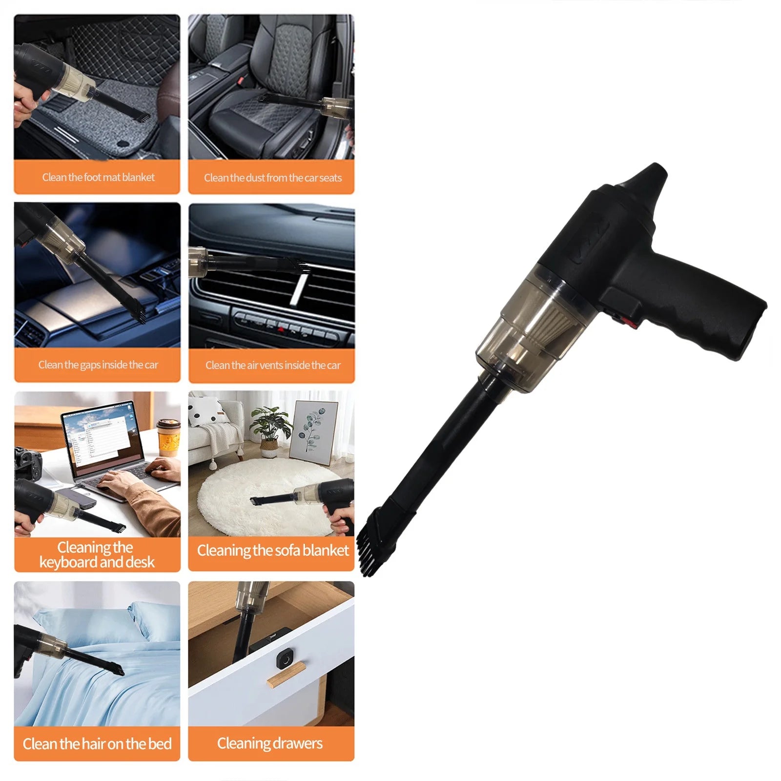 Powerful Cordless Handheld Car Vacuum Cleaner - 120W Suction, USB Portable Mini Dust Buster for Effortless Cleaning