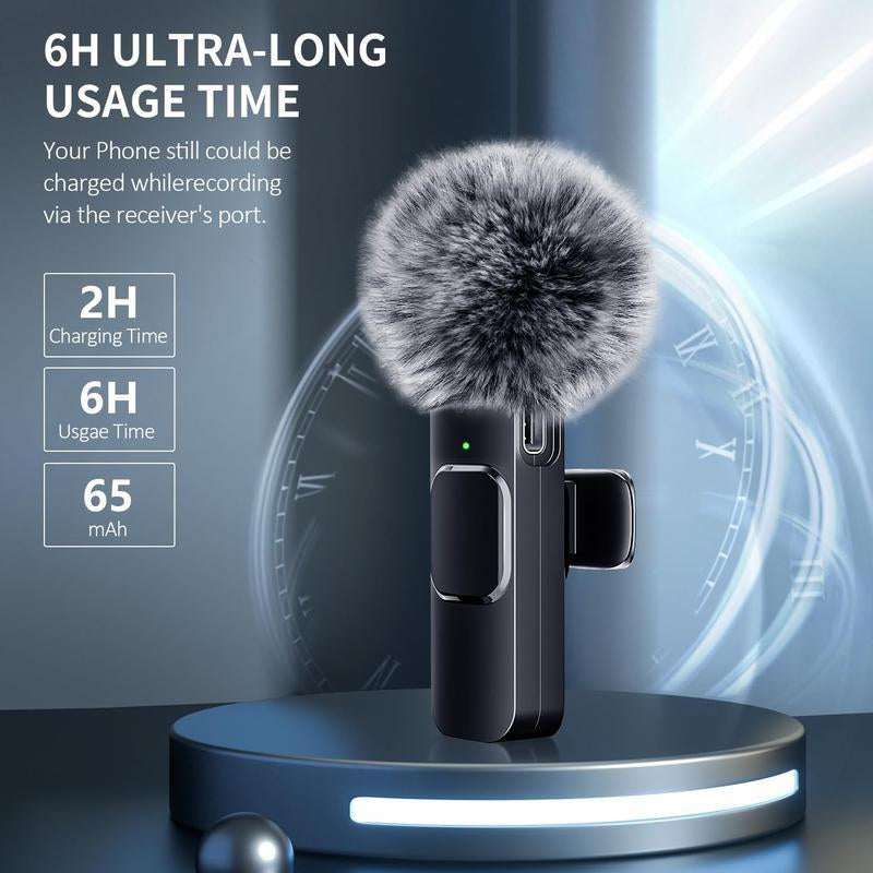 2 Pcs Wireless Mini Microphones for Iphone, Android, Ipad - Mini Wireless Clip-On Microphones Crystal Clear Sound Quality for Recording, Live Streaming,Vlog Microfono Minimic Usb C Interface Smartphone