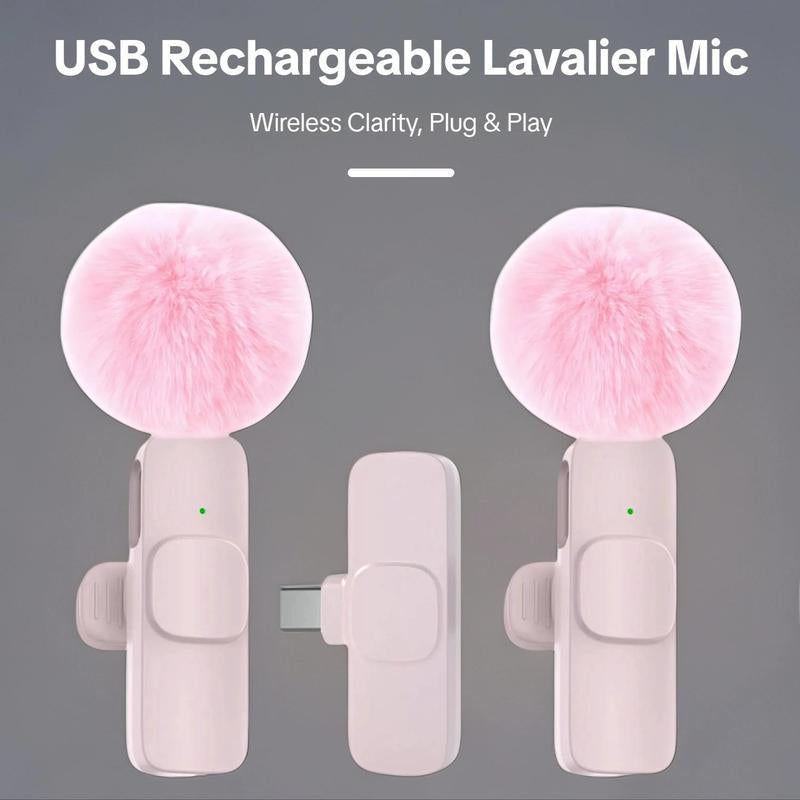 2 Pcs Wireless Mini Microphones for Iphone, Android, Ipad - Mini Wireless Clip-On Microphones Crystal Clear Sound Quality for Recording, Live Streaming,Vlog Microfono Minimic Usb C Interface Smartphone